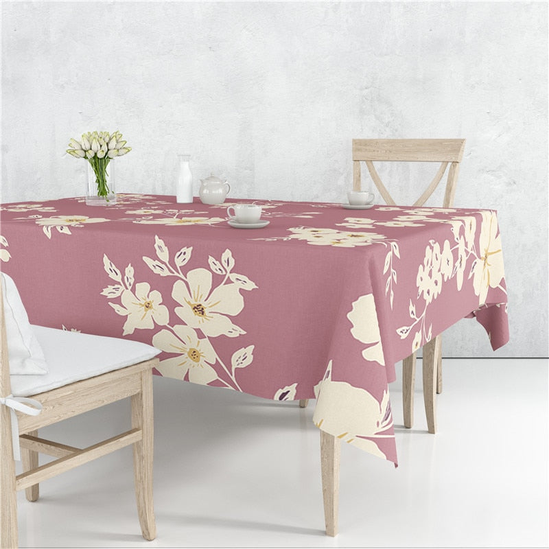 Colourful Branch Flowers Blossom Tablecloth Dustproof Cover Heat Resistant Multiple Sizes