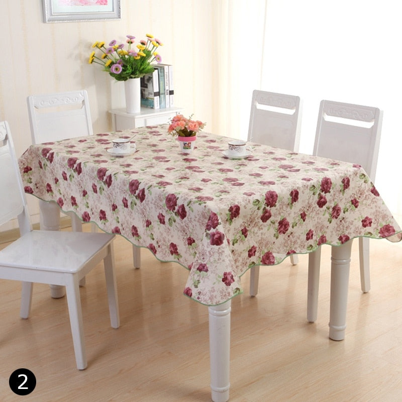 Simple Floral Tablecloth Antifouling Washable Tablecloth Kitchen Holiday Wedding Decoration Rectangular Table Cover Mantel Mesa