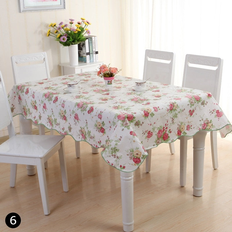 Simple Floral Tablecloth Antifouling Washable Tablecloth Kitchen Holiday Wedding Decoration Rectangular Table Cover Mantel Mesa