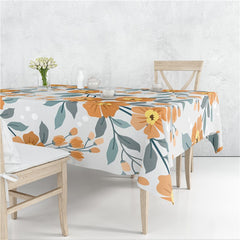 Pastoral Scattered Flower Flax Linen Tablecloth Dustproof Cover Heat Resistant For Kitchen Dining Room Multiple Sizes